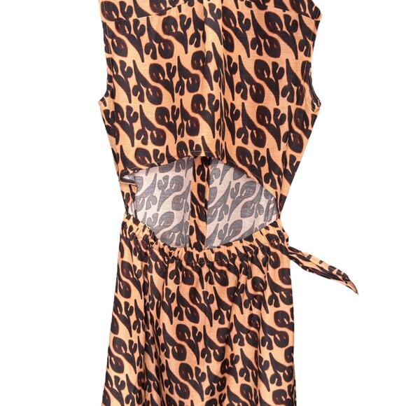 Christian Wijnants Women's Size 36 Collared Shirt Dress Tan Brown Abstract Wrap - Picture 7 of 10